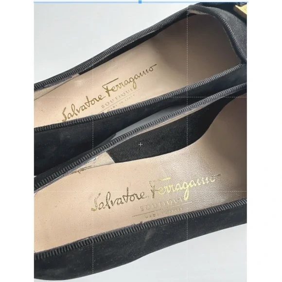 SALVATORE FERRAGAMO Women's Boutique Black Suede Bow Slip On Loafers Sz 5.5B - Picture 6 of 10